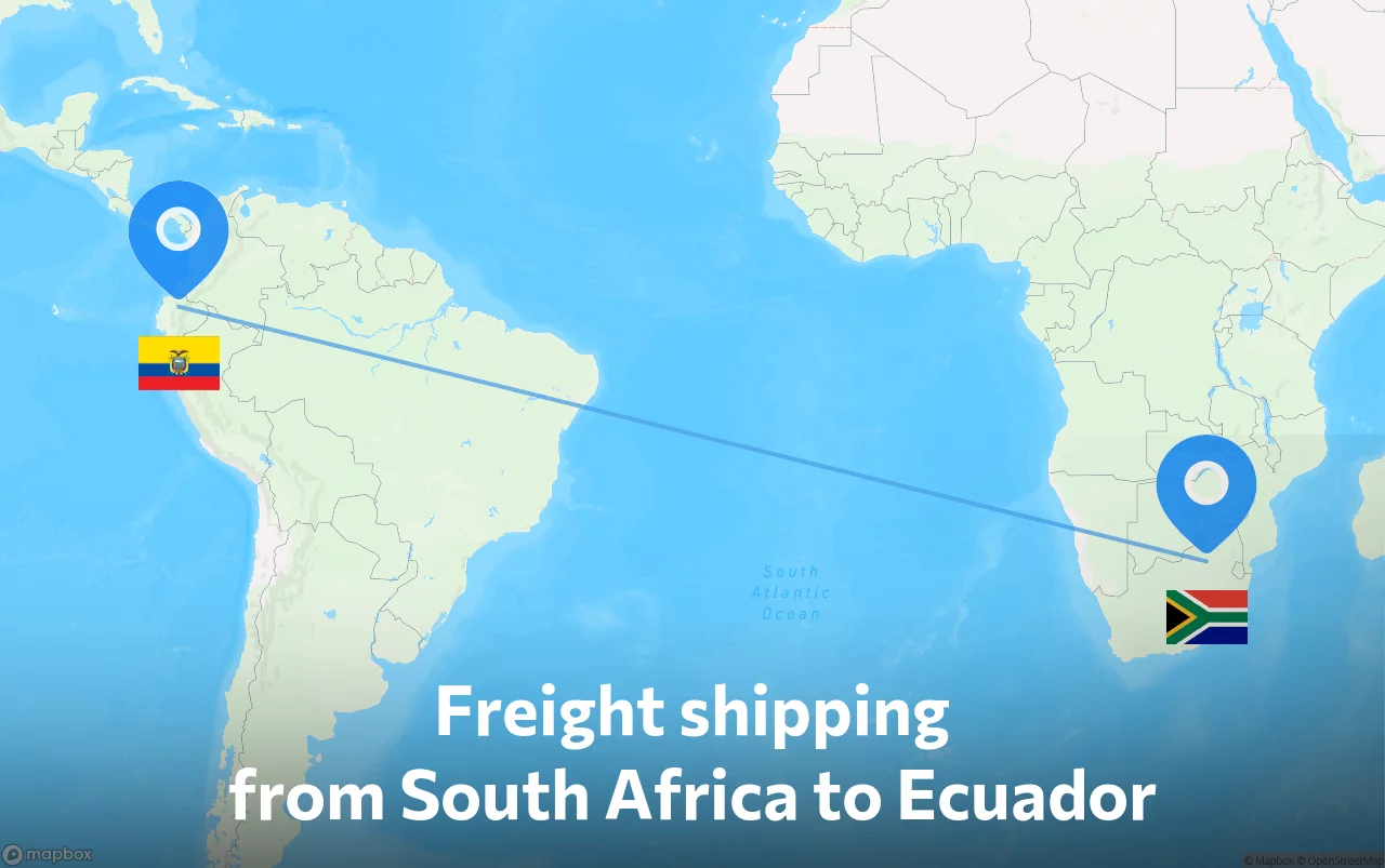 Shipping route from South Africa to Ecuador