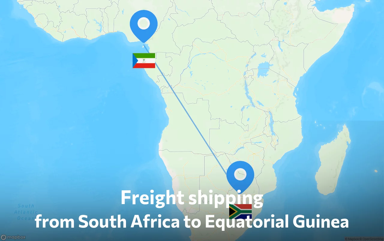 Shipping route from South Africa to Equatorial Guinea