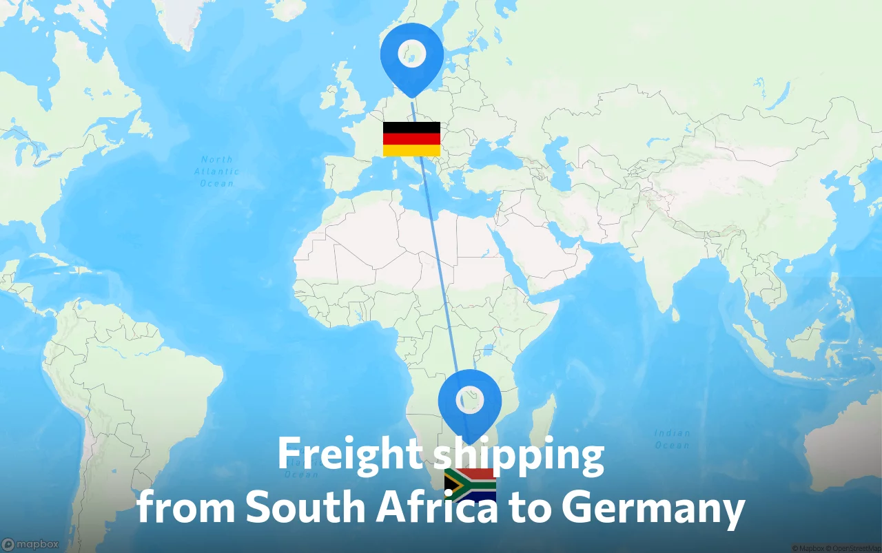 Shipping route from South Africa to Germany