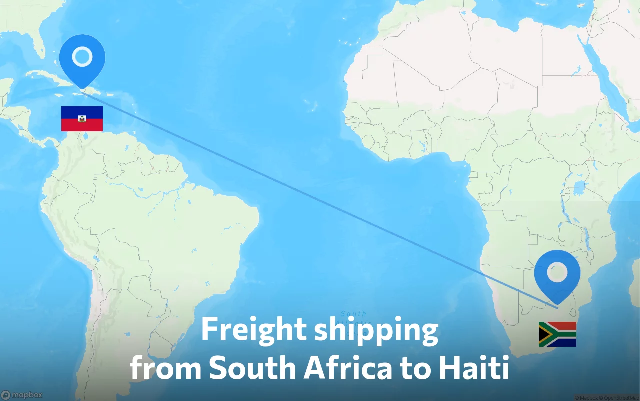 Shipping route from South Africa to Haiti