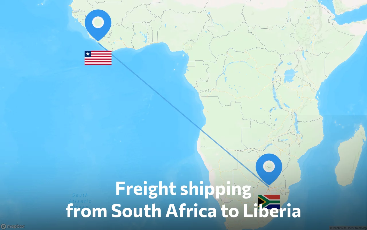 Shipping route from South Africa to Liberia