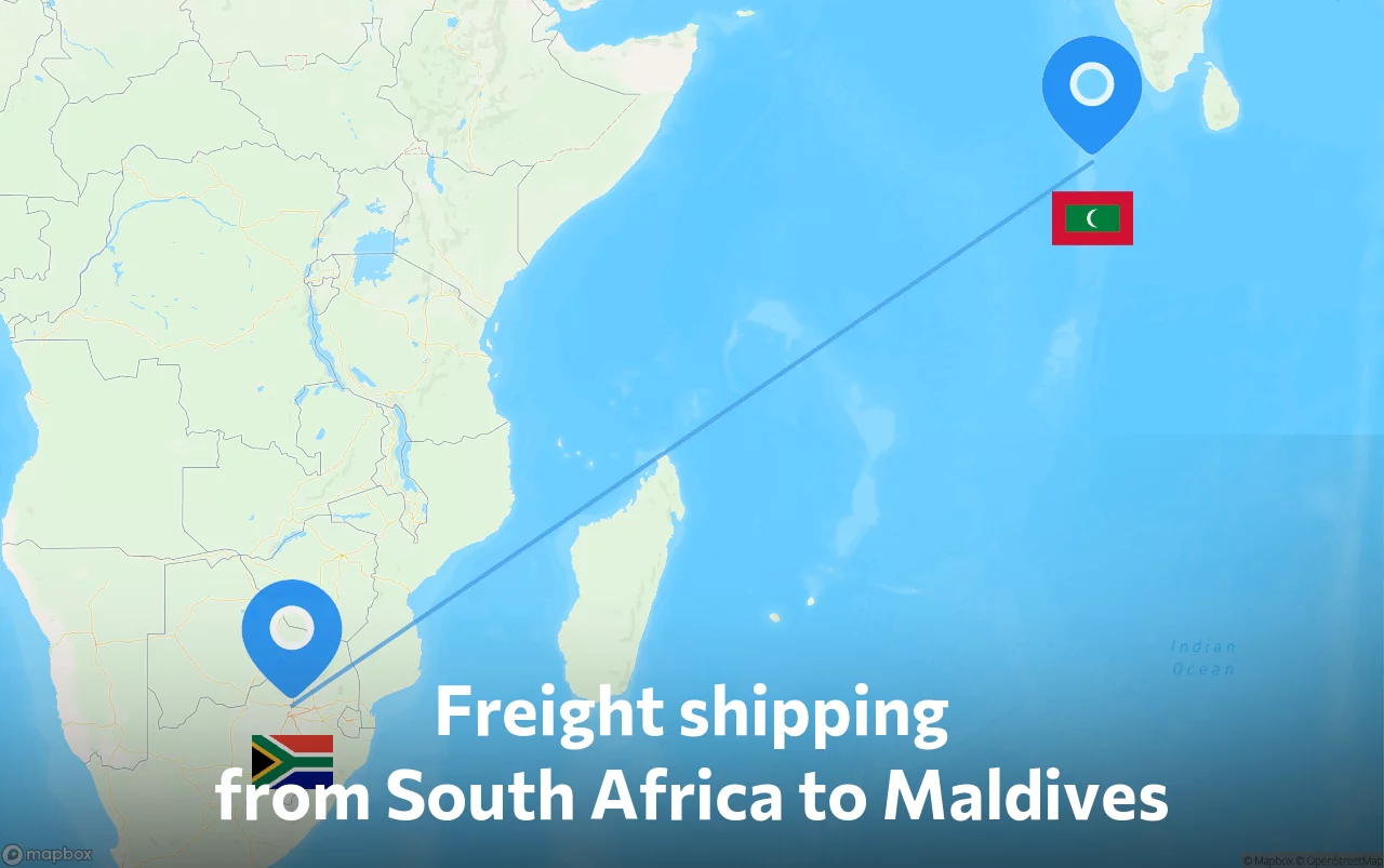 Shipping route from South Africa to Maldives