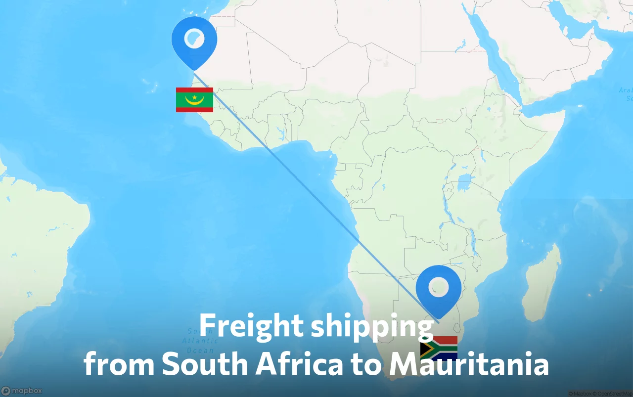 Shipping route from South Africa to Mauritania