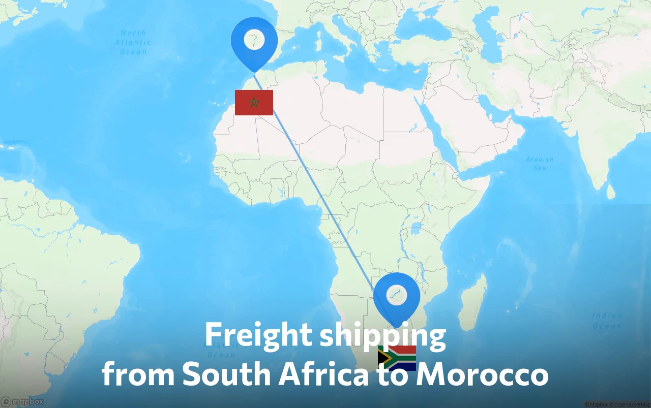 Shipping route from South Africa to Morocco
