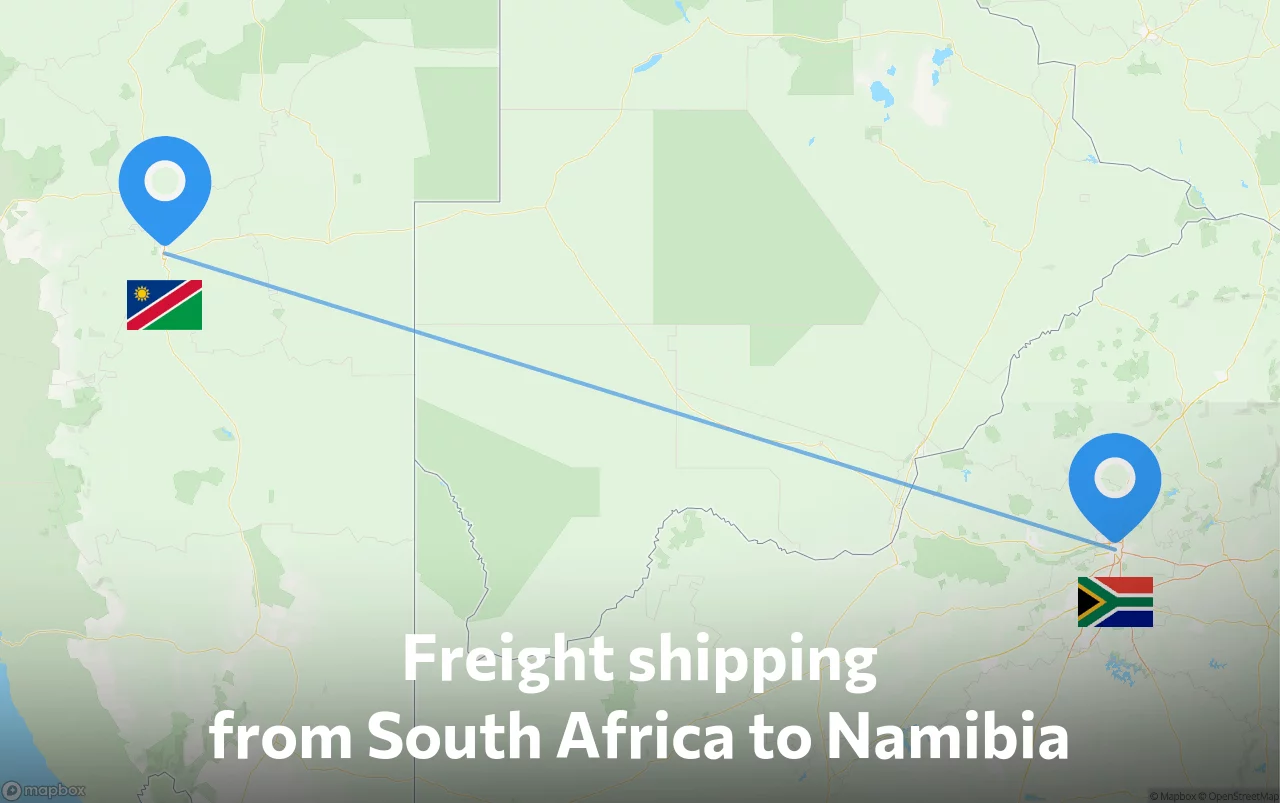 Shipping route from South Africa to Namibia