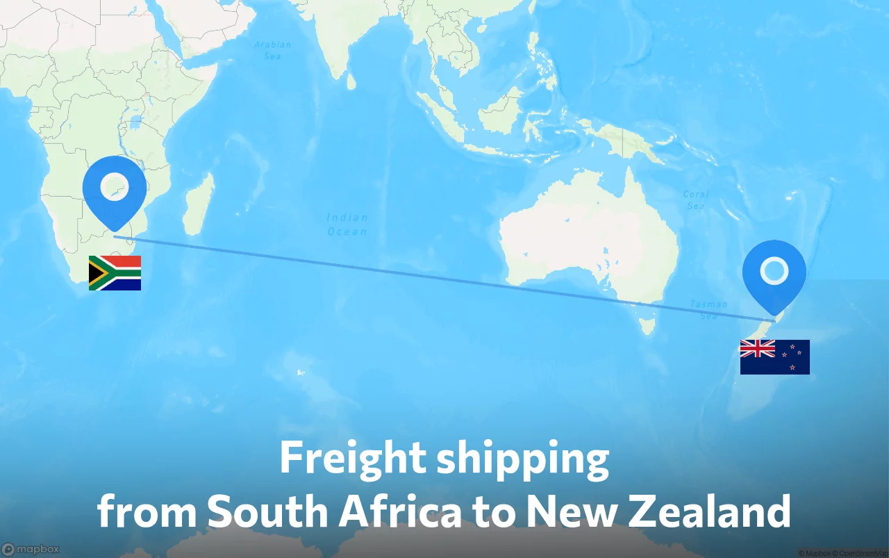 Shipping route from South Africa to New Zealand