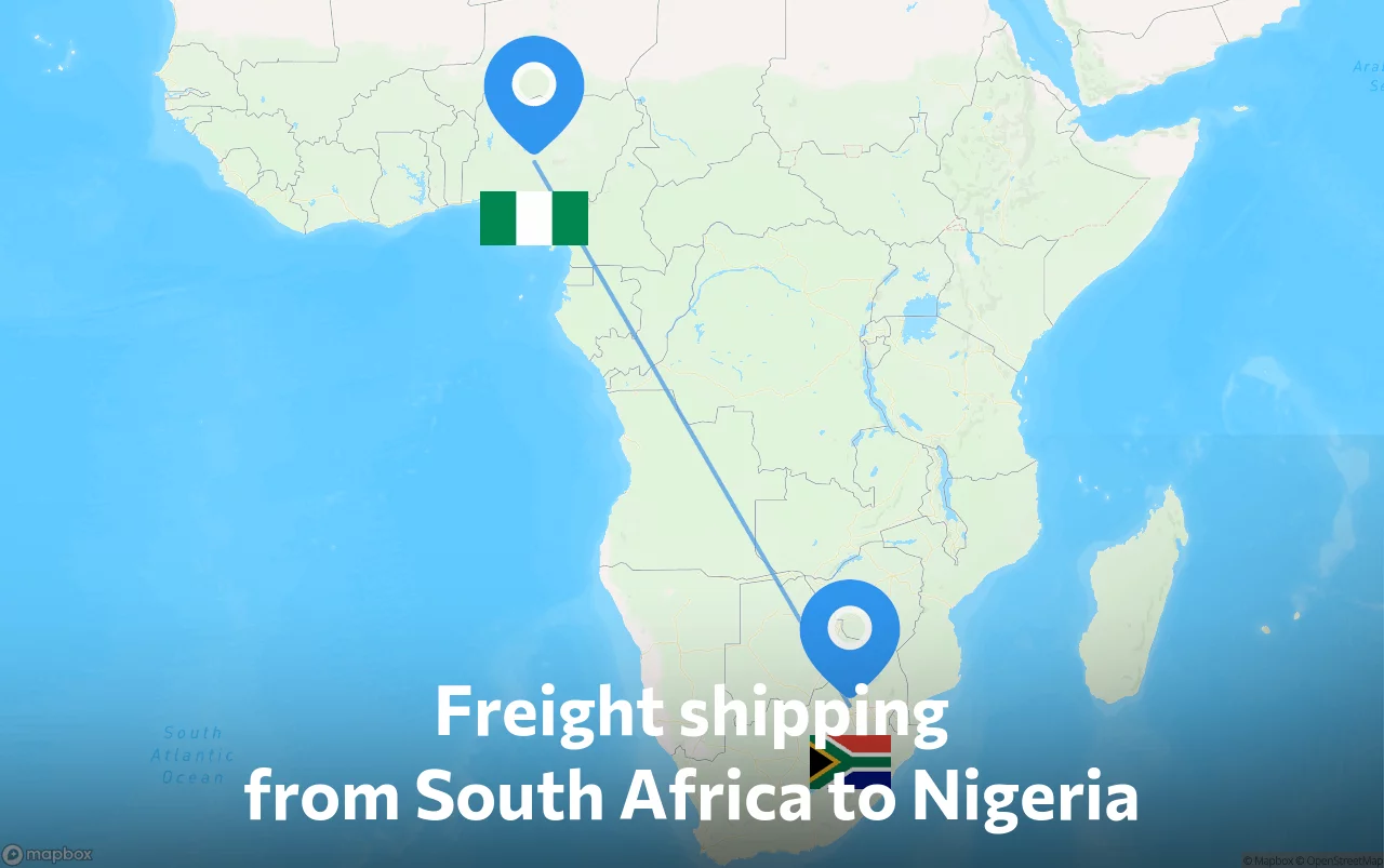 Shipping route from South Africa to Nigeria