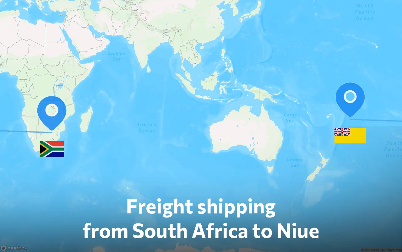 Shipping route from South Africa to Niue