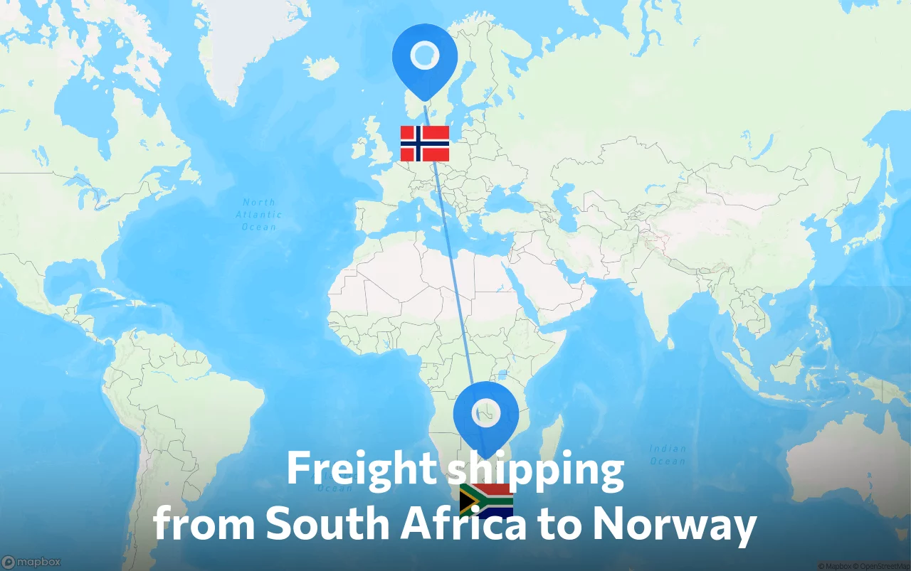 Shipping route from South Africa to Norway