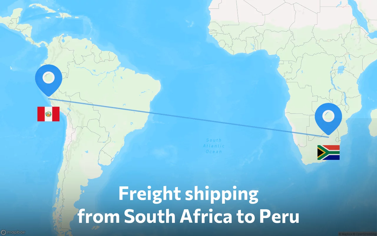 Shipping route from South Africa to Peru