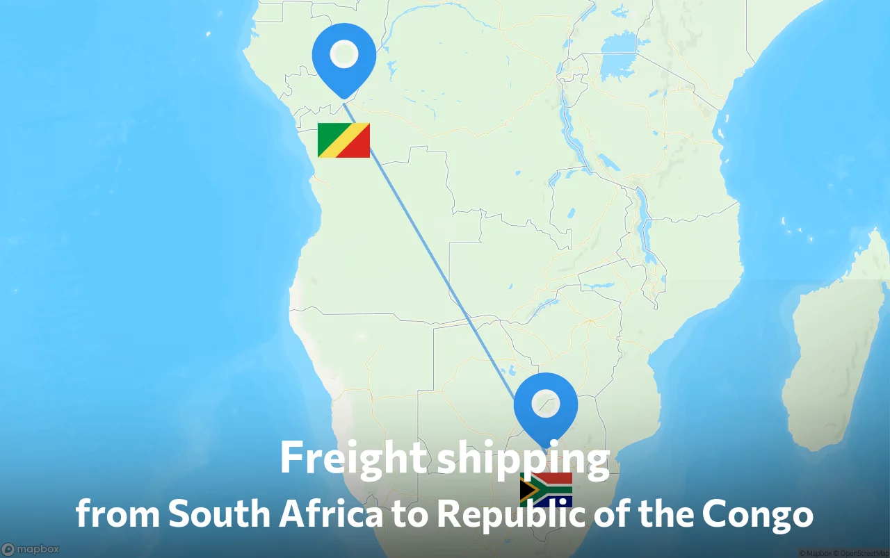 Shipping route from South Africa to Republic of the Congo