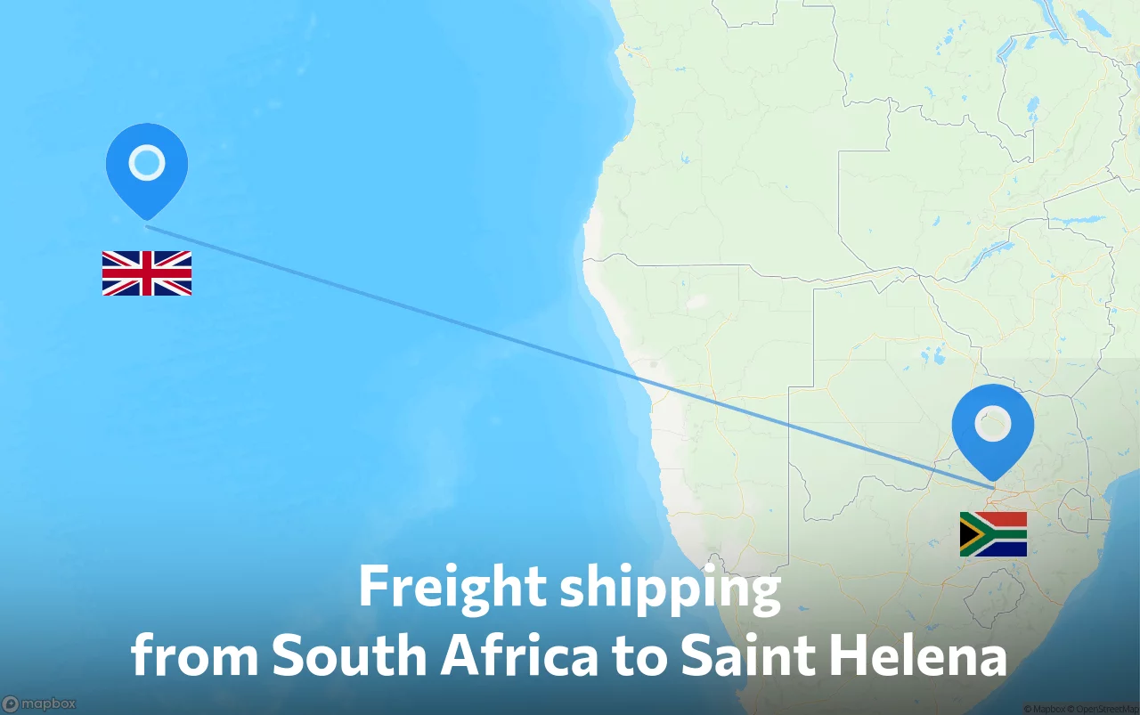 Shipping route from South Africa to Saint Helena