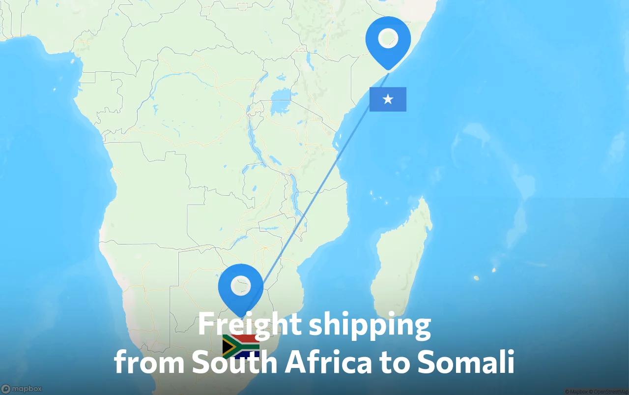 Shipping route from South Africa to Somali