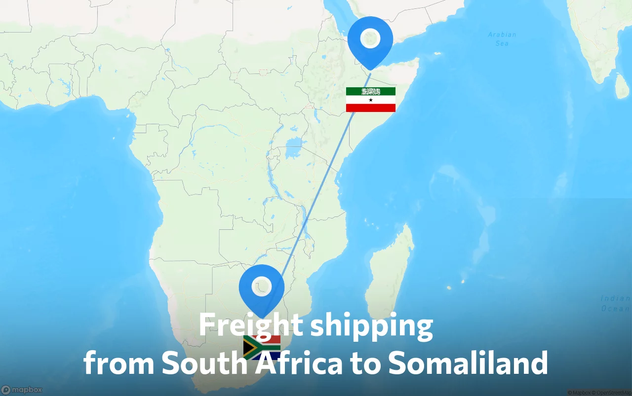 Shipping route from South Africa to Somaliland