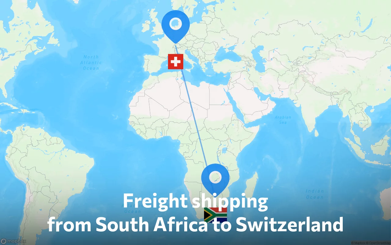 Shipping route from South Africa to Switzerland