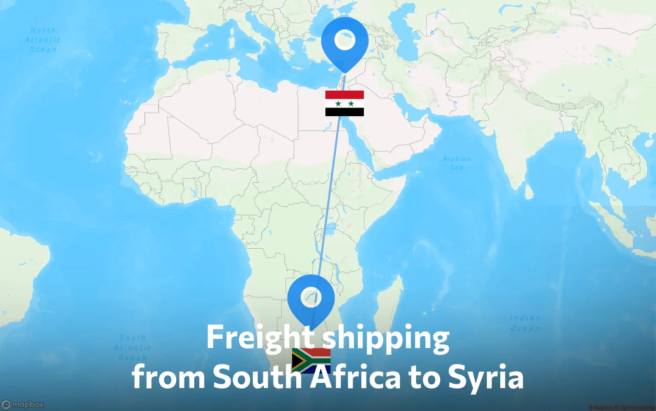 Shipping route from South Africa to Syria