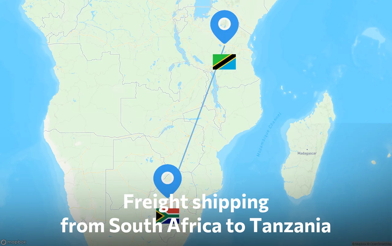 Shipping route from South Africa to Tanzania