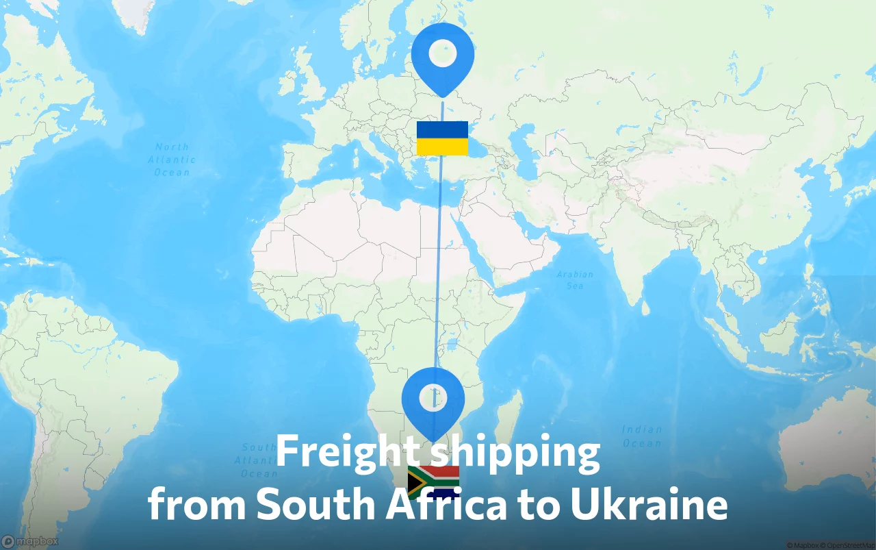Shipping route from South Africa to Ukraine
