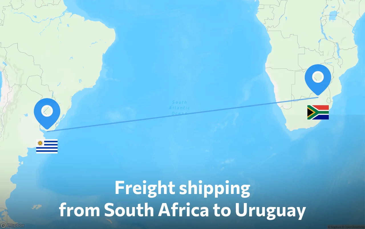 Shipping route from South Africa to Uruguay
