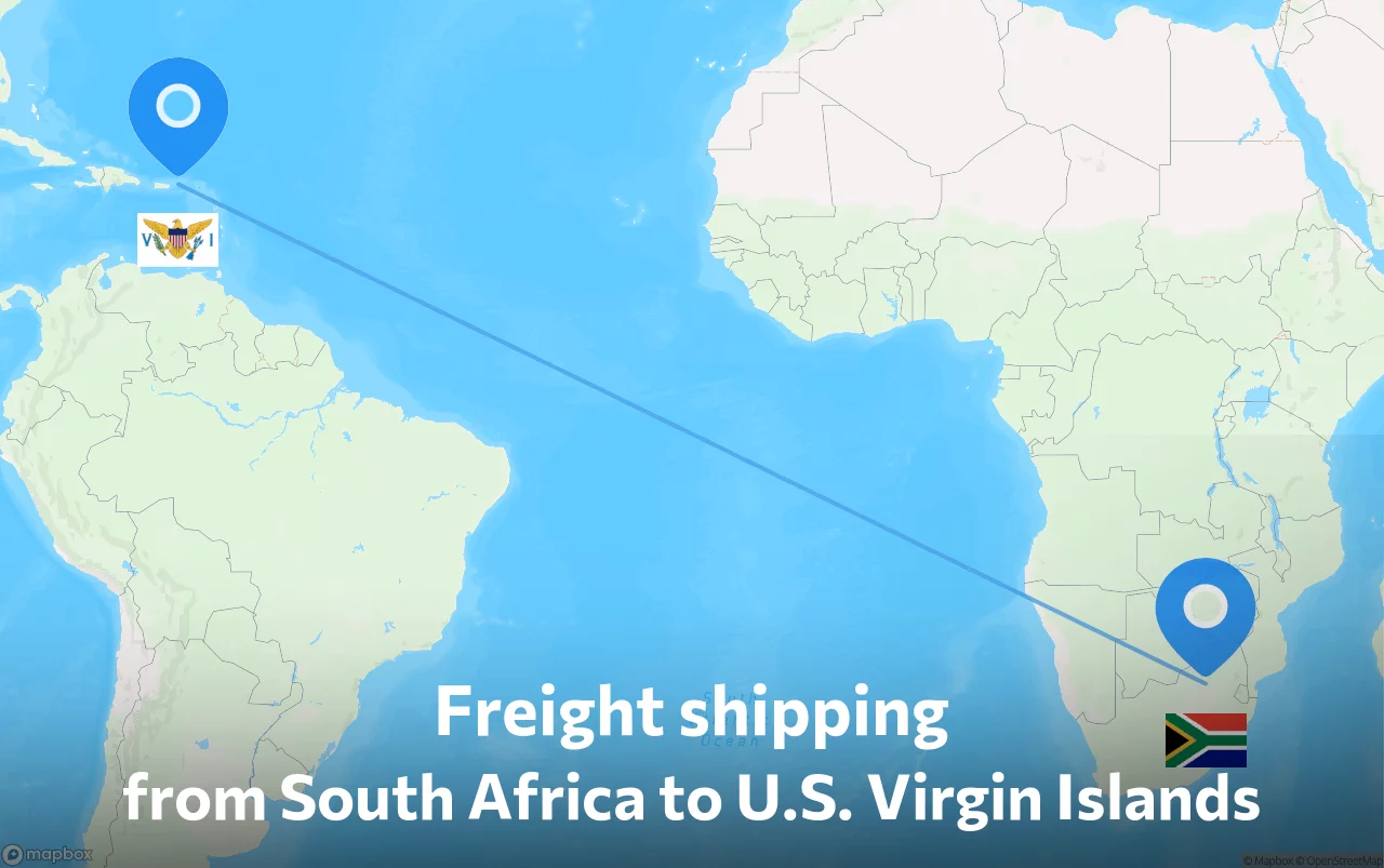 Shipping route from South Africa to U.S. Virgin Islands
