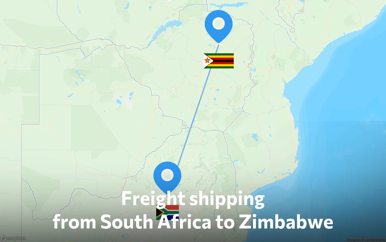 Shipping route from South Africa to Zimbabwe