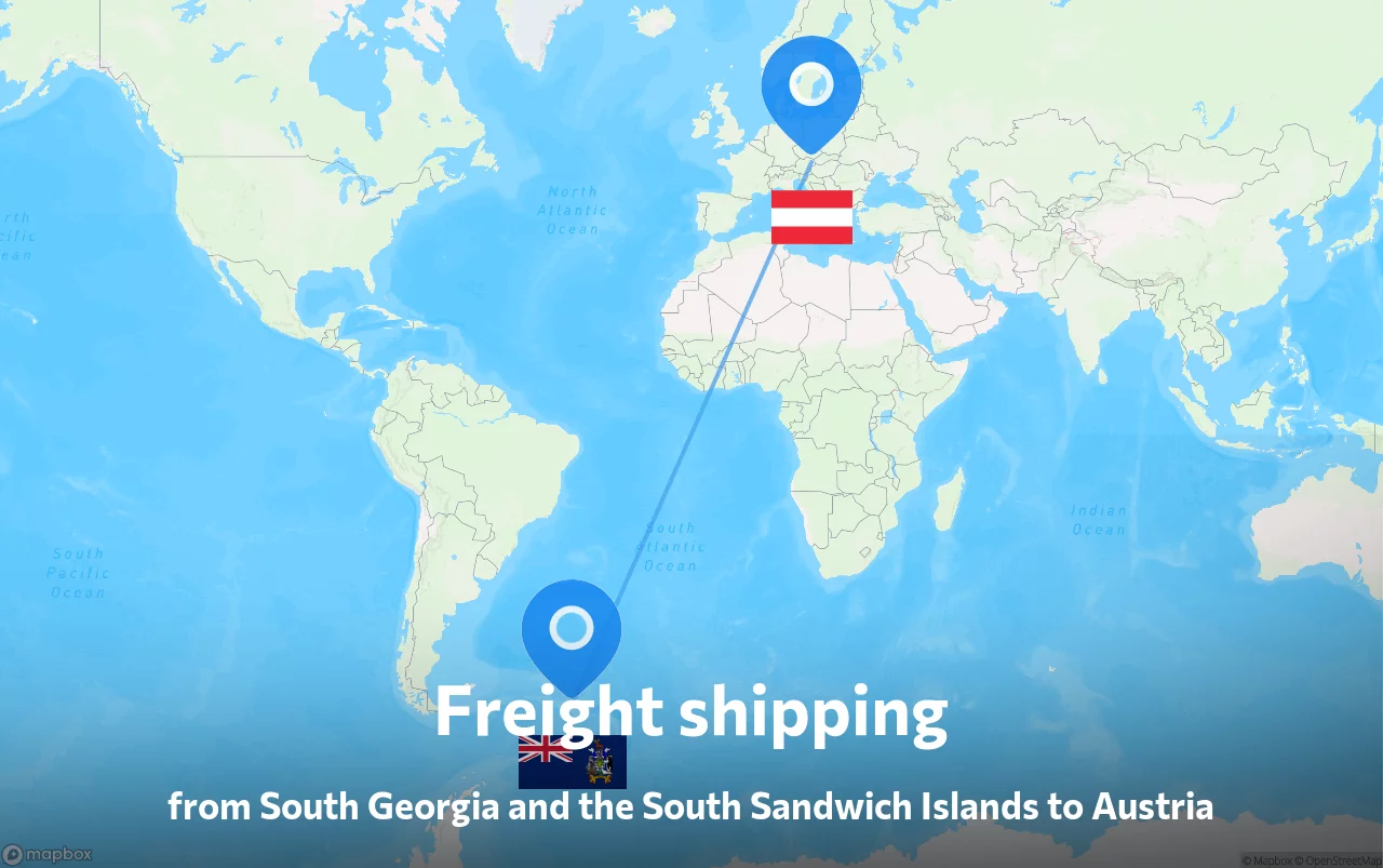 Shipping route from South Georgia and the South Sandwich Islands to Austria