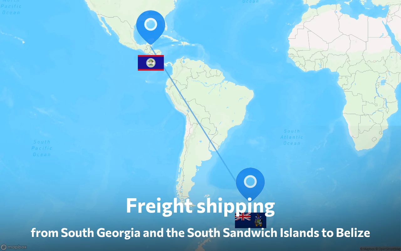 Shipping route from South Georgia and the South Sandwich Islands to Belize