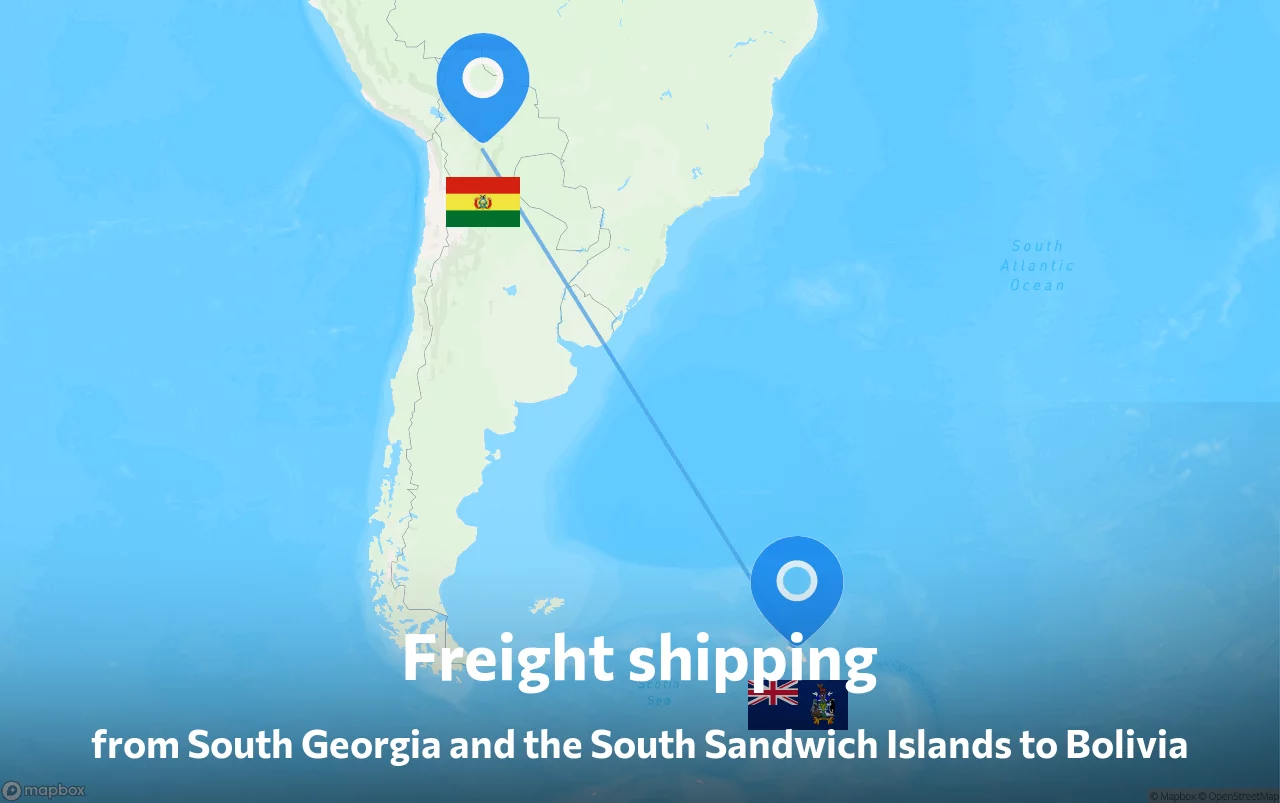 Shipping route from South Georgia and the South Sandwich Islands to Bolivia