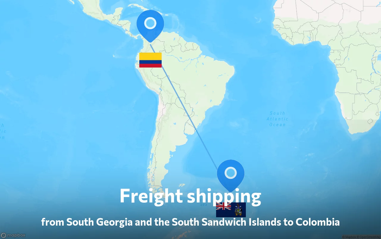 Shipping route from South Georgia and the South Sandwich Islands to Colombia