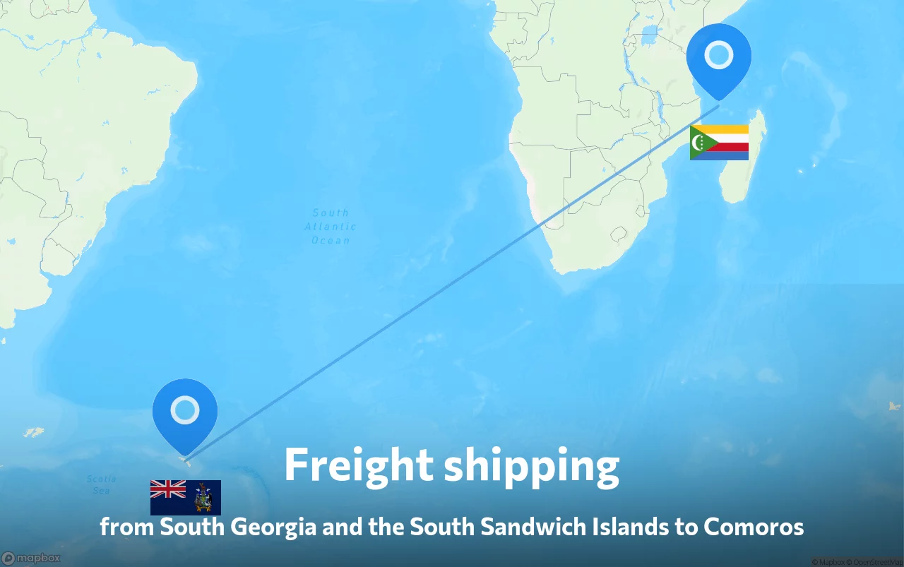 Shipping route from South Georgia and the South Sandwich Islands to Comoros