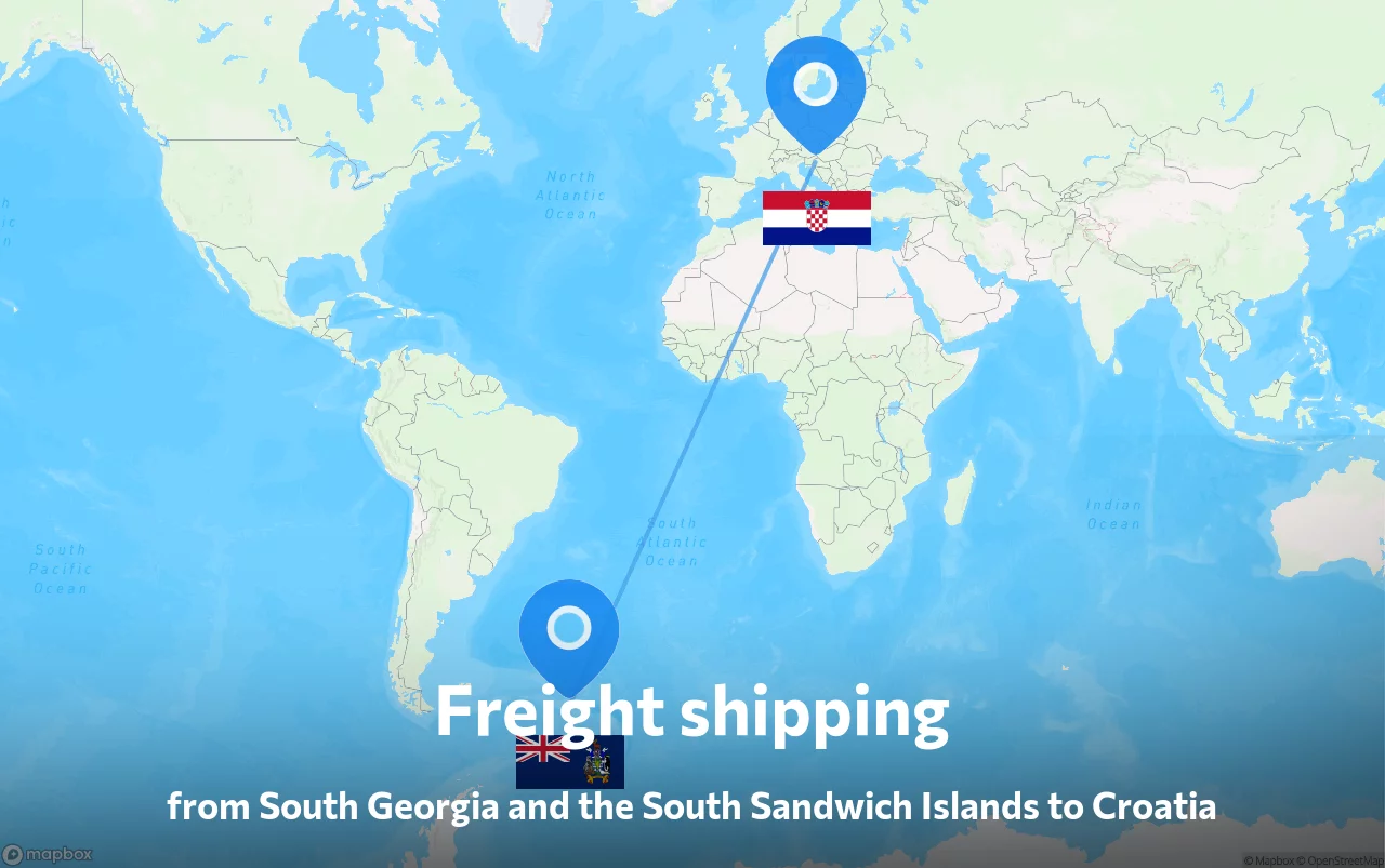 Shipping route from South Georgia and the South Sandwich Islands to Croatia