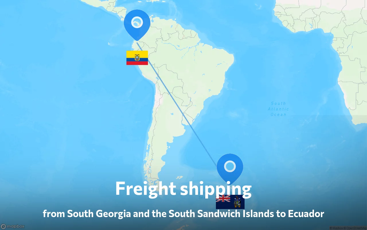 Shipping route from South Georgia and the South Sandwich Islands to Ecuador
