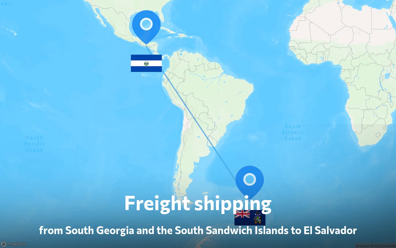 Shipping route from South Georgia and the South Sandwich Islands to El Salvador