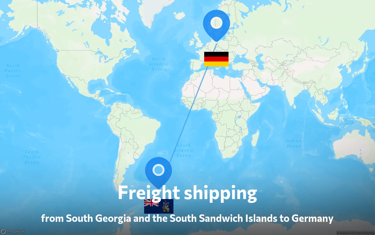 Shipping route from South Georgia and the South Sandwich Islands to Germany