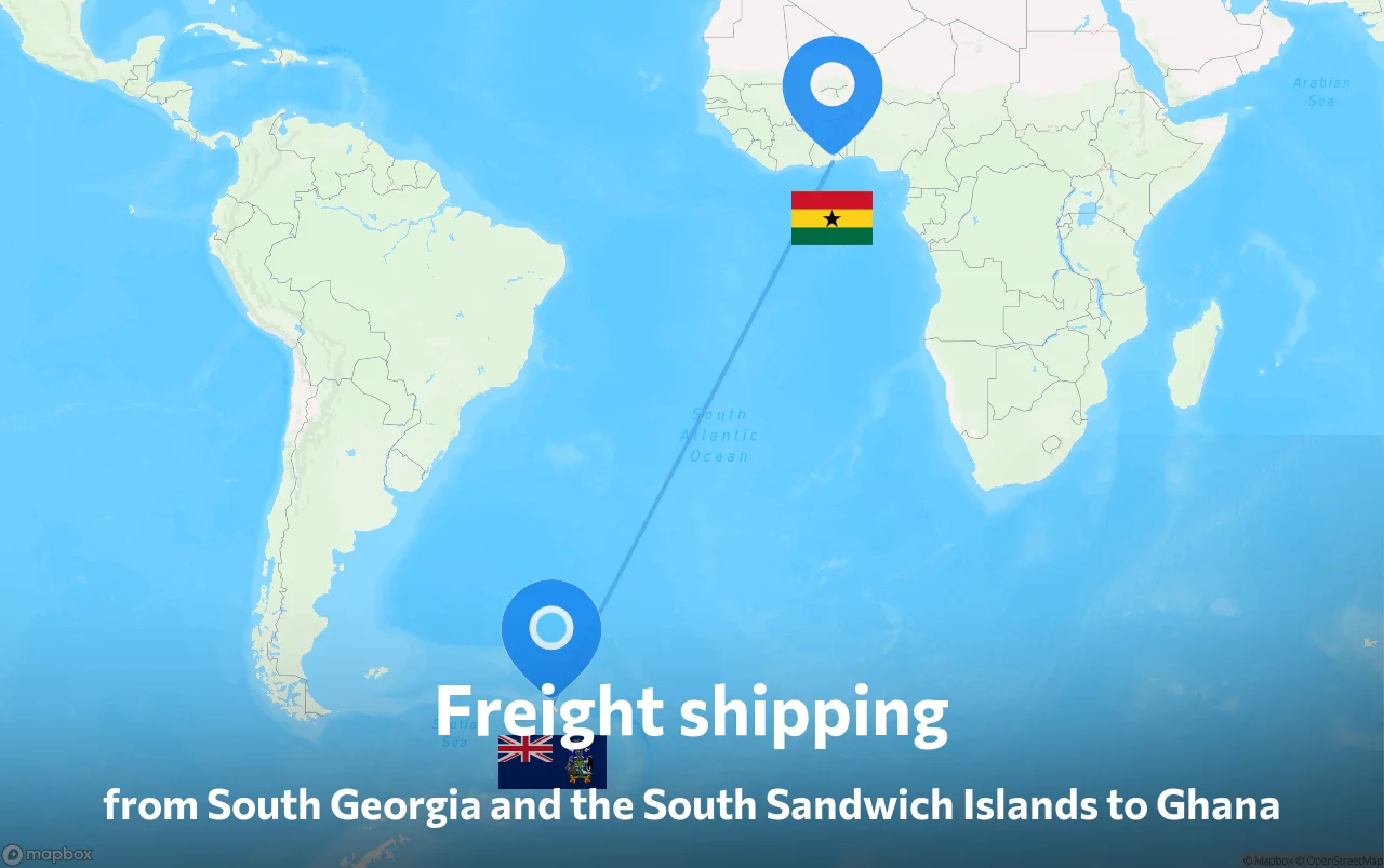 Shipping route from South Georgia and the South Sandwich Islands to Ghana