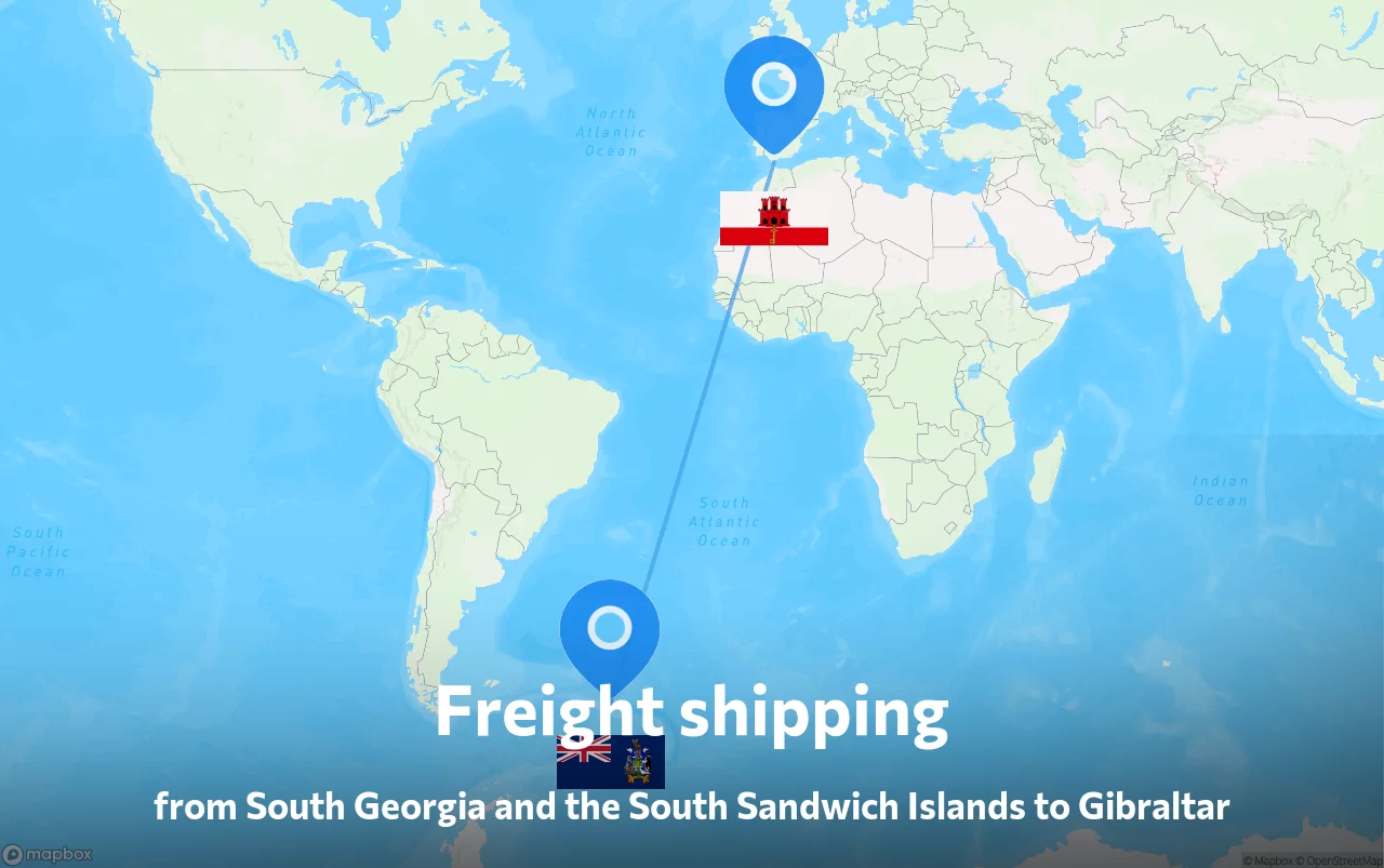 Shipping route from South Georgia and the South Sandwich Islands to Gibraltar