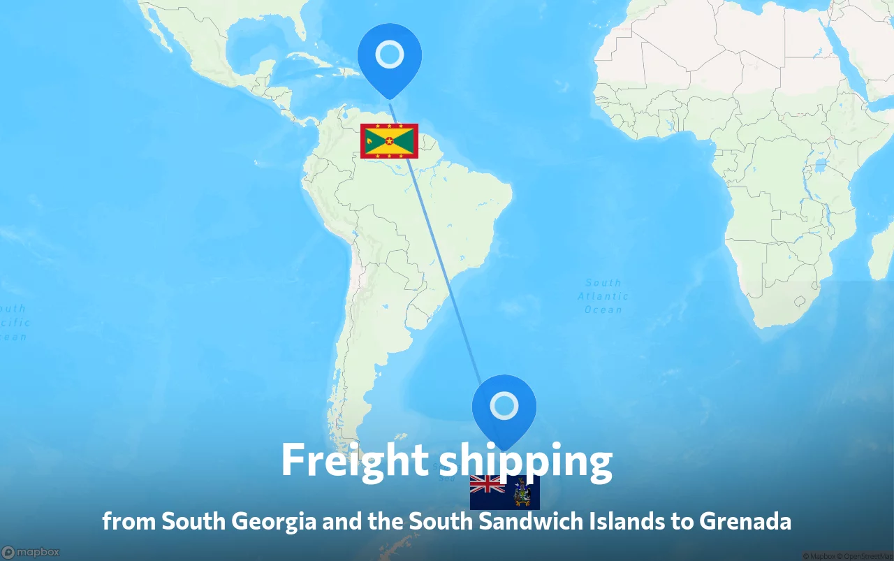 Shipping route from South Georgia and the South Sandwich Islands to Grenada