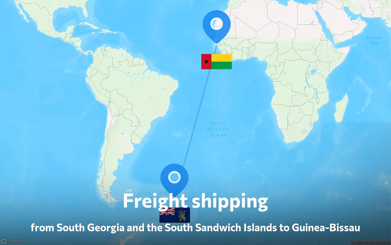 Shipping route from South Georgia and the South Sandwich Islands to Guinea-Bissau