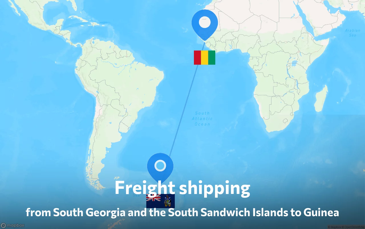 Shipping route from South Georgia and the South Sandwich Islands to Guinea