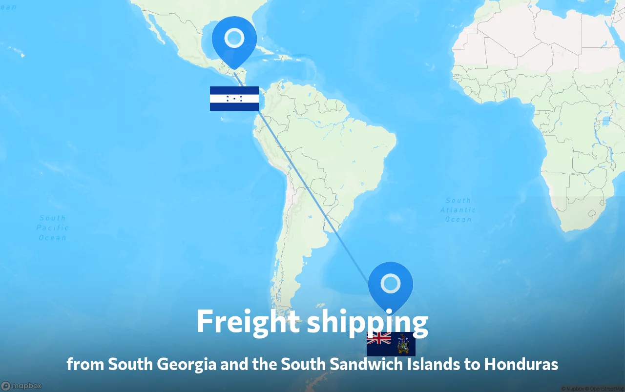 Shipping route from South Georgia and the South Sandwich Islands to Honduras