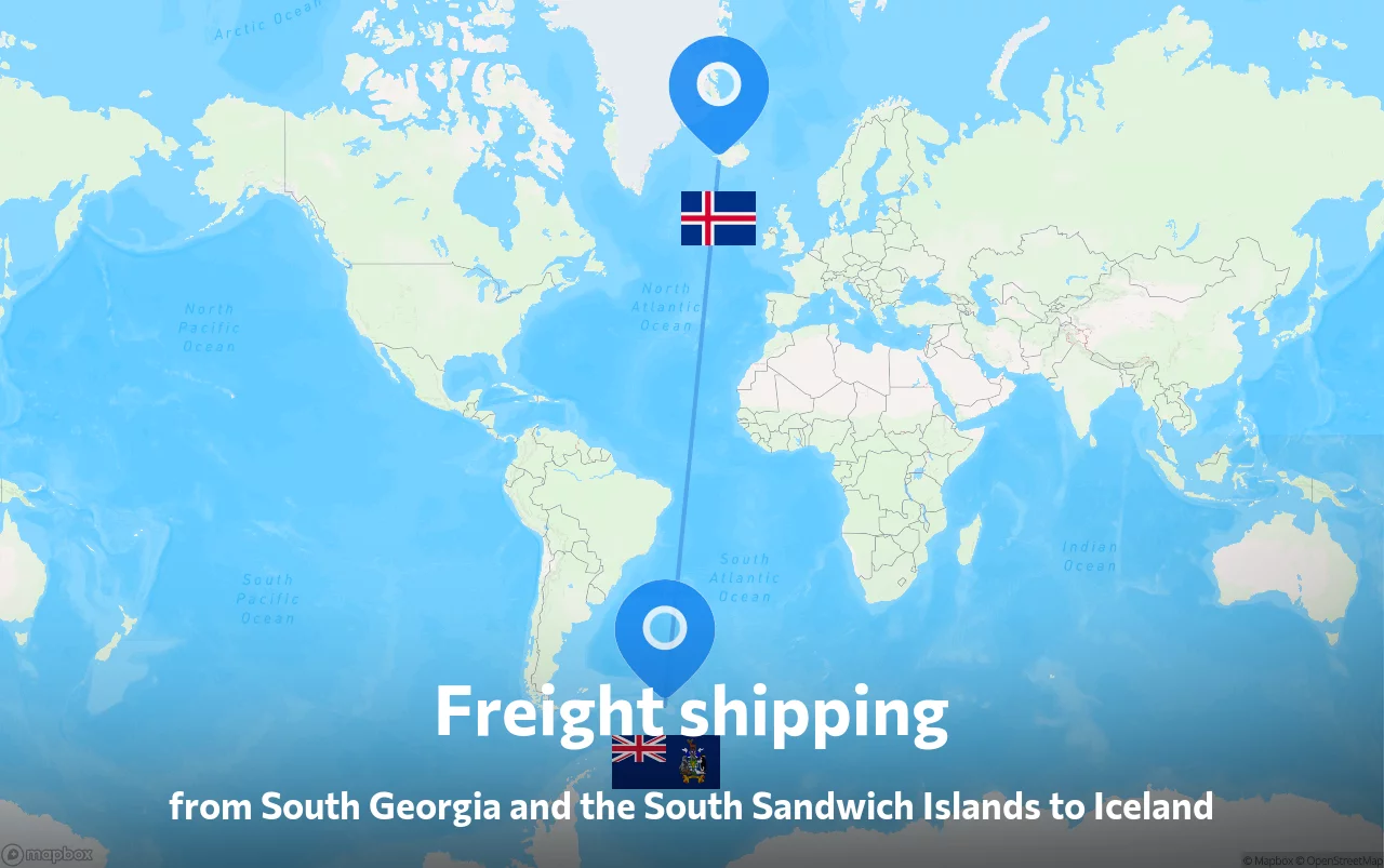 Shipping route from South Georgia and the South Sandwich Islands to Iceland