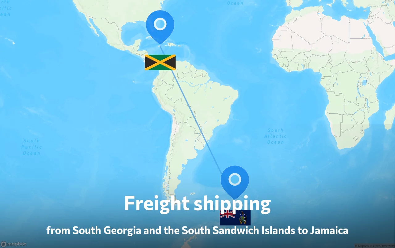 Shipping route from South Georgia and the South Sandwich Islands to Jamaica