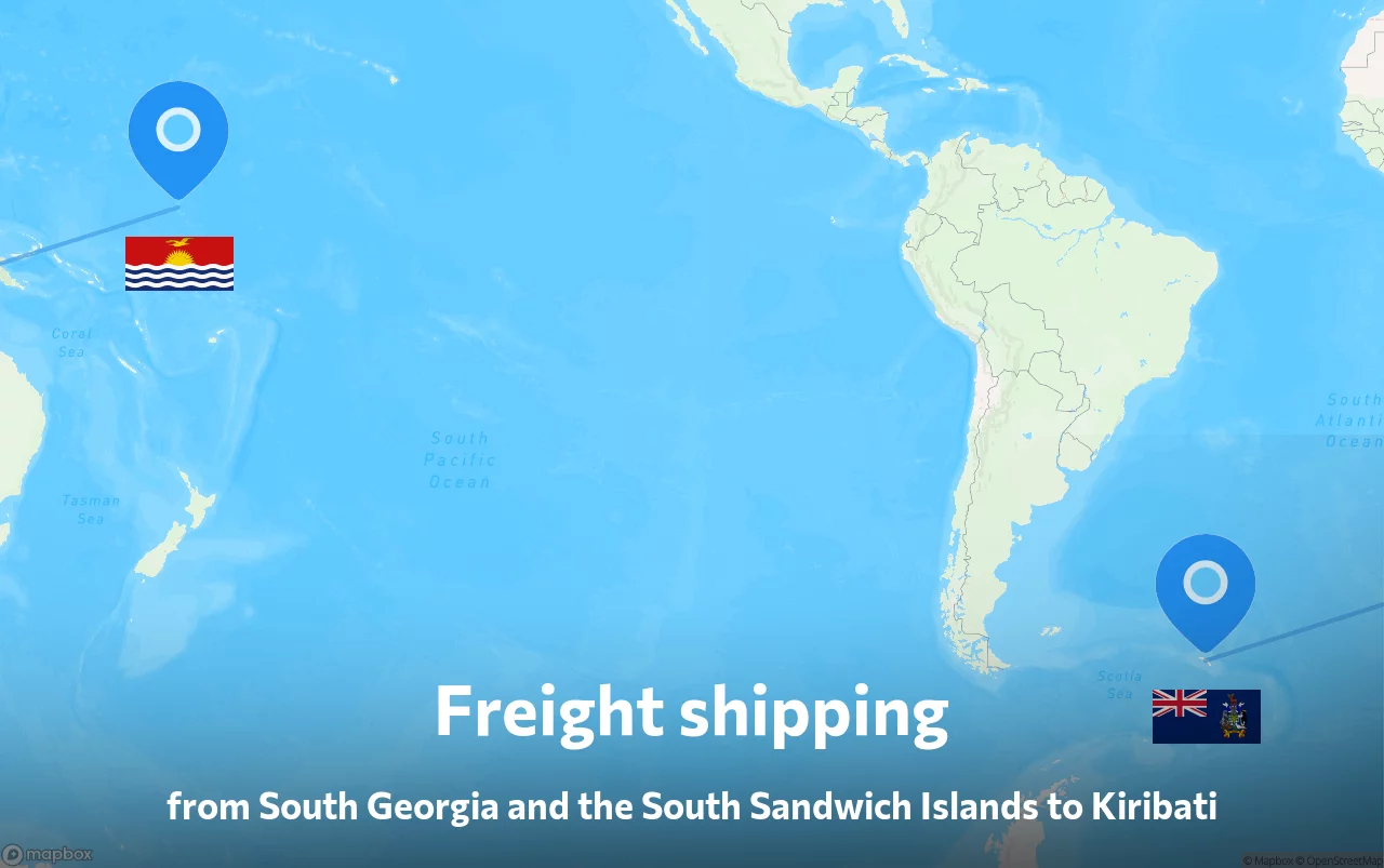 Shipping route from South Georgia and the South Sandwich Islands to Kiribati