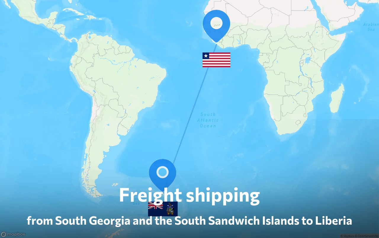 Shipping route from South Georgia and the South Sandwich Islands to Liberia