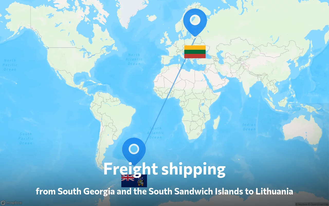 Shipping route from South Georgia and the South Sandwich Islands to Lithuania