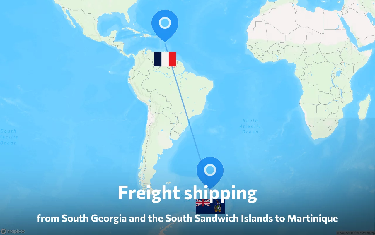 Shipping route from South Georgia and the South Sandwich Islands to Martinique