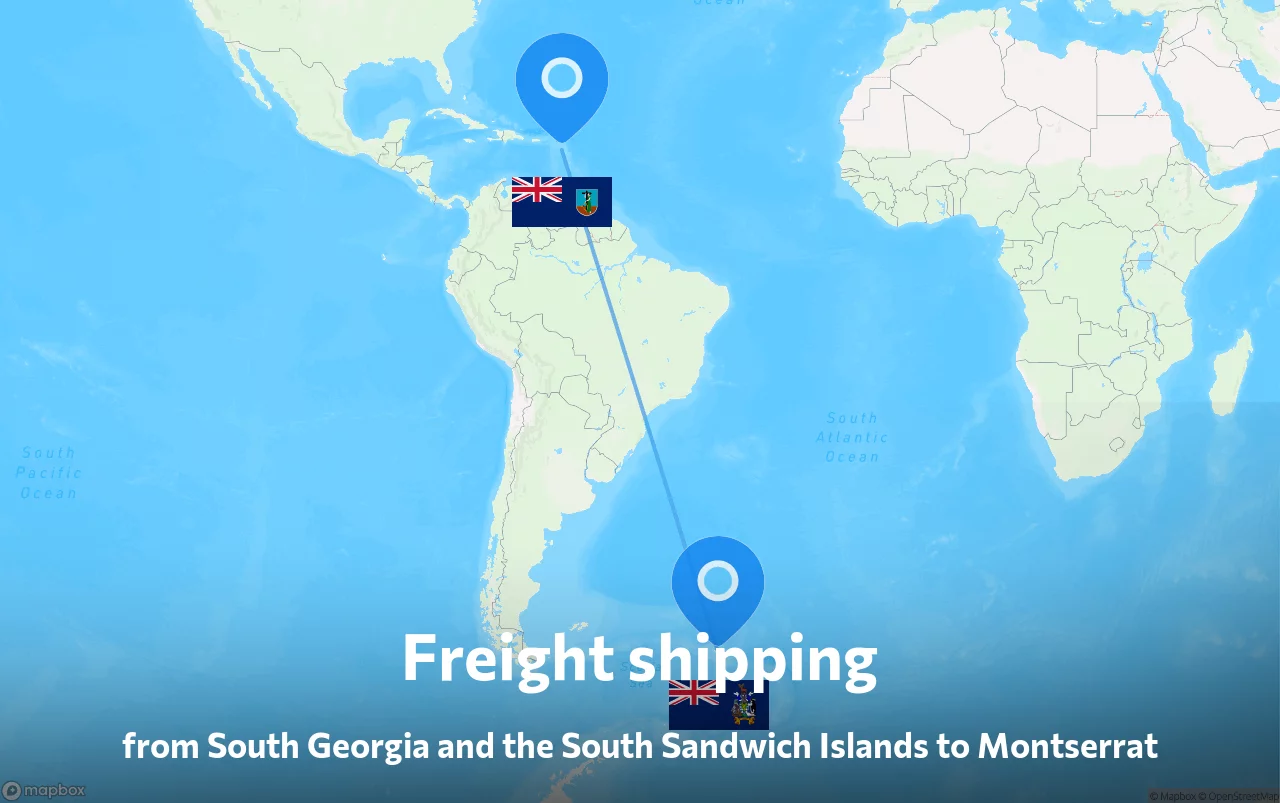 Shipping route from South Georgia and the South Sandwich Islands to Montserrat