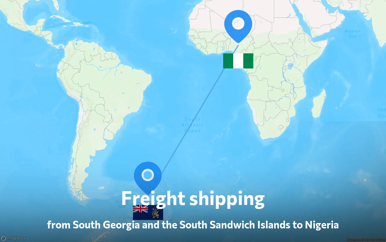 Shipping route from South Georgia and the South Sandwich Islands to Nigeria
