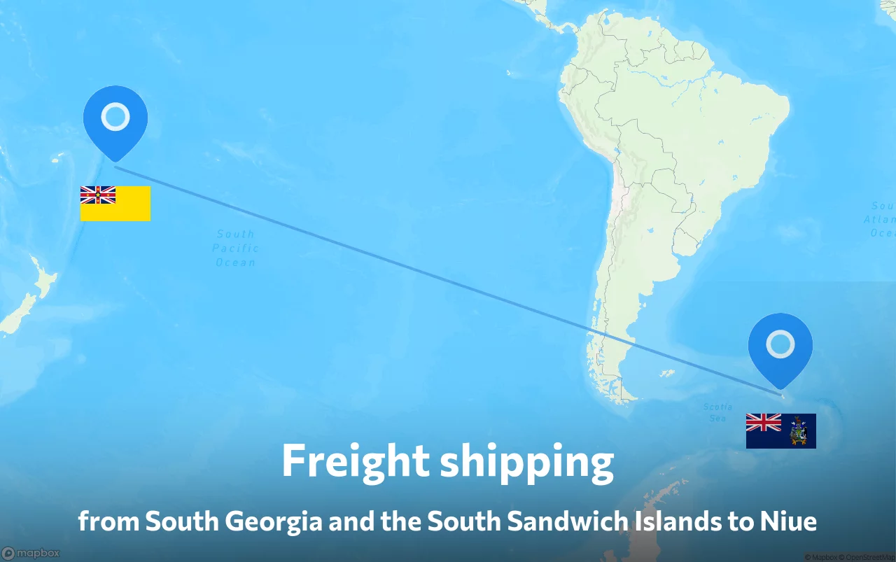 Shipping route from South Georgia and the South Sandwich Islands to Niue