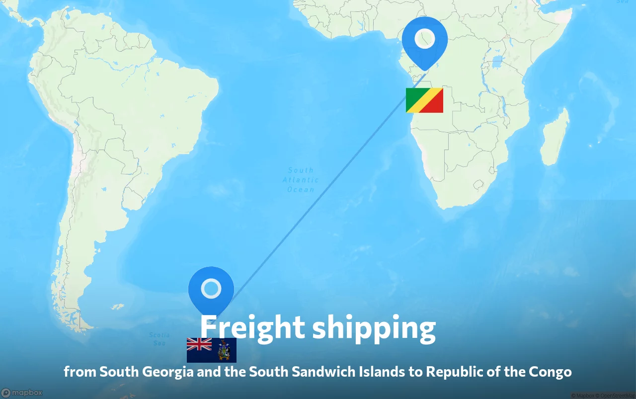 Shipping route from South Georgia and the South Sandwich Islands to Republic of the Congo